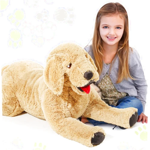 Geosar Giant Dog Stuffed Animals Fluffy Labrador Large Stuffed Dog Hugging Toy Big Cuddly Plush Body Pillow Gifts for Birthday Party Valentine's Day, New Year, Gold(85 cm/ 33.5 inch)
