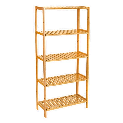 SONGMICS Bamboo Storage Shelf, 5-Tier Shelving Unit, Multifunctional, in The Entryway, Bathroom, Living Room, Balcony, Kitchen, 10.2 x 23.6 x 51.2 Inches, Natural UBCB35Y