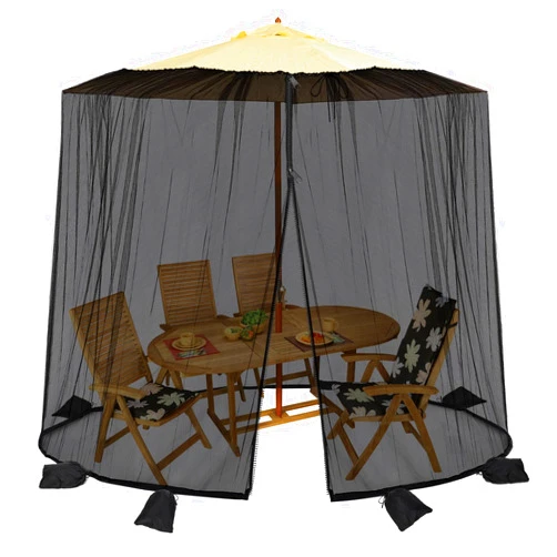 NNG 7.5-11 ft Patio Umbrella Mosquito Net with 6pcs Sandbags,Adjustable Patio Screen Mesh with Zipper,Canopy Umbrellas Mosquito Netting Table Screen for Outdoor Umbrellas and Patio Tables,No Support Frame