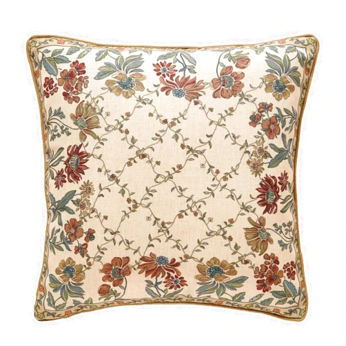Patdrea Designer Throw Pillow Covers,Square Euro Retro Style Light Brown Linen with Floral Pattern Pillow Cover,Decorative Pillowcases Cushion for Bed Living Room Outdoor Car,18
