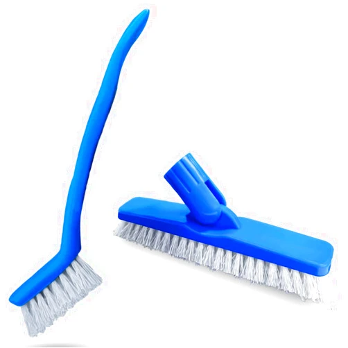 Clean-eez Cleaning Products Clean-EEZ Grout Brush Combo Kit - Stand Up & Handheld V-Shaped Brushes with Curled Bristles - Easy Grout Cleaning without Bending - Perfect for Tile, Showers & Hard-to-Reach Spots - Durable