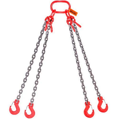 VEVOR Chain Sling, 5/16 Inch X 5 Ft Lifting Chains with Hooks, G80 Engine Chain Hoist Lifts, 11000LBS Lifting Sling Chains for Engine Hoist, Engine Lift Chain 5T with 4 Leg Grab Hooks and Adjusters