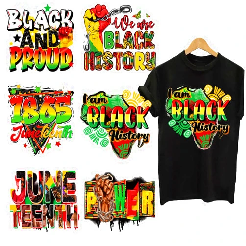 Doneace Juneteenth Iron on Transfers for T-Shirts Black History Month Iron on Patches Decals 1865 Freedom Heat Transfers Vinyl Stickers for Clothes Bag Pillow Covers DIY Crafts Decorations 6Pcs