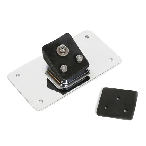 ECOTRIC 3-Hole Laydown License Plate Mount Bracket Compatible with 1973-Up Harley Davidson License Plate Mounting Kit (Chrome/Black Plate)