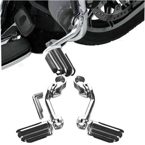 TCMT Long Angled Highway Foot Pegs Mount Motorcycle Footpeg Footrest Set Fits For Harley Touring Road King Street Glide Road Glide Electra Glide Softail Sportster Dyna with 1.25