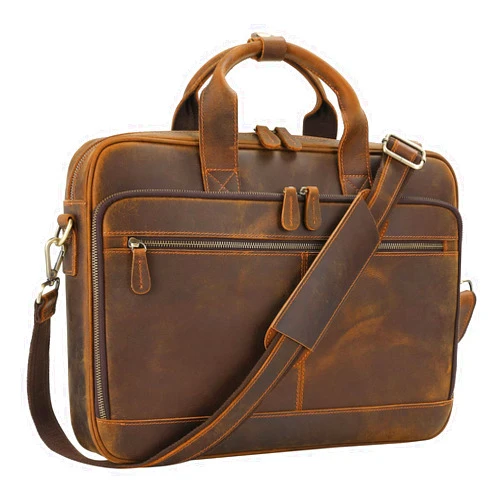 Jack&Chris Leather Briefcase for Men,Business Travel Laptop Messenger Bags