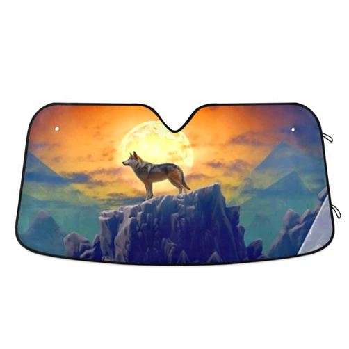 Blueangle Car Windshield Sunshade Lonely Wolf Howling Front Auto Sun Shield Shade Visor Vehicle Accessories (Universal Fit,55