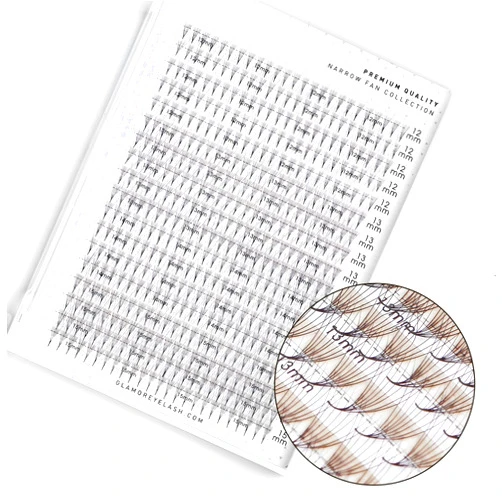Glamoreyelash 440-460 Promade Narrow Fans Mix 4 | Natural XL Trays Eyelash Extension 4D~8D | Handmade Individual Lashes Extension with 0.05/0.07mm Thickness of Mink Lashes | C CC D Curl for Cat Eye Lashes | 8 - 16mm Length for Fluffy Eyelash Cluster(8D-0.05-CC Mix 12,13,14,15mm)