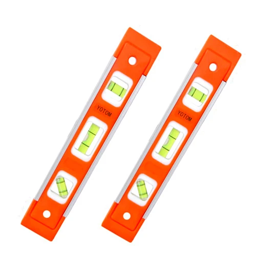 YOTOM 2pcs 9 inch Aluminum-Sided Magnetic Torpedo Level, Box Level Spirit Bubble level - Orange