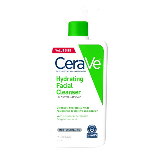 CeraVe Hydrating Facial Cleanser, Moisturizing Face Wash For Dry Skin, Hyaluronic Acid + Ceramides + Glycerin, Hydrating Cleanser For Normal To Dry Skin, National Eczema Association Certified