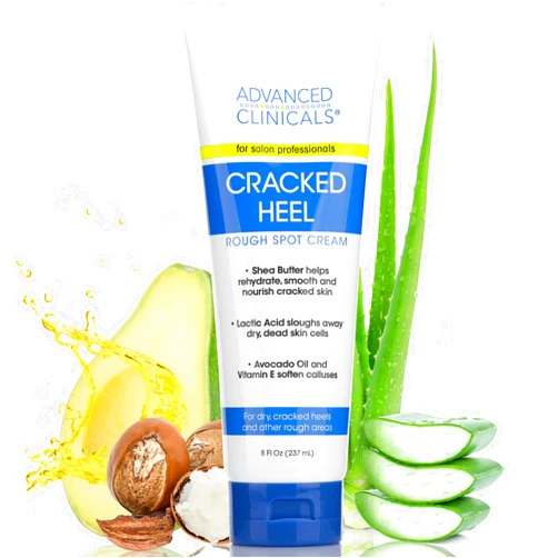 Advanced Clinicals Cracked Heel Foot Cream Skin Care Moisturizer Lotion For Feet W/Shea Butter | Helps Heal Cracked Skin, Rough Spots, Calluses, & Dry Skin | Foot Lotion | Hand Lotion| Large 8 Fl Oz