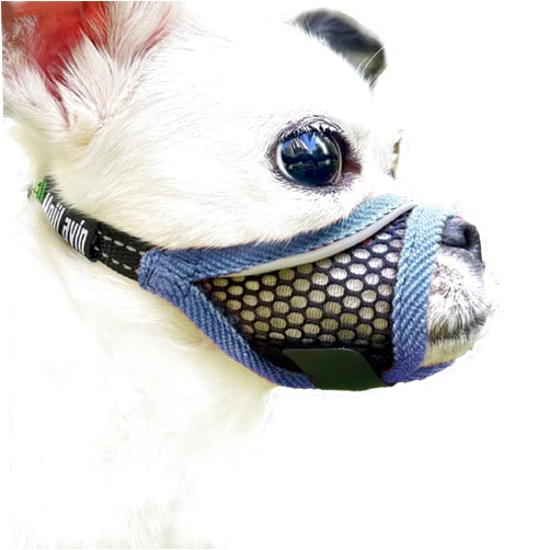 MoiiLavin Dog Muzzle for Small Medium Dogs Breathable Adjustable,Soft Air Mesh Muzzle for Grooming Vet Visits, Prevent Biting Fierce Barking,Corgi, Beagle,Cavapoo, Shiba Inu (Silver-Blue, S)