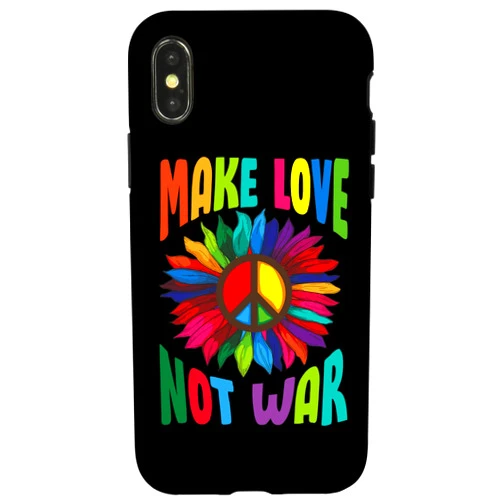 Hippie Art Design Co. iPhone X/XS Make Love Not War T-Shirt Groovy 60's 70's Hippie Art Case