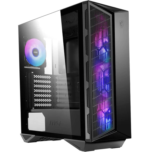 MSI MPG GUNGNIR 111R Mid Tower Gaming PC Case - Black, 4 x 120mm ARGB Fans, USB 3.2 Gen2x2 Type-C, Tempered Glass Panel, Magnetic Dust Filter, Mystic Light RGB, ATX, m-ATX, Mini-ITX