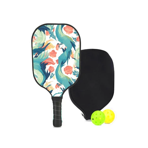 DeweiDirect Custom Pickleball Paddle Set - Includes 1 Paddle, 2 Balls, and 1 Paddle Cover, with Dragon-BL1532 Pattern or DIY,Carbon Fiber Pickleball Paddle