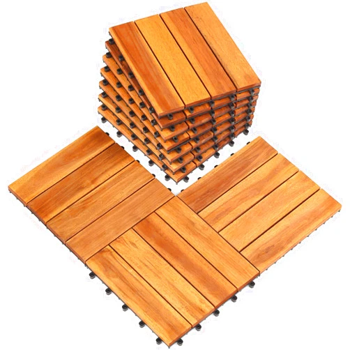 VN84WOOD Solid Wood Interlocking Flooring Tiles (Pack of 10, 12