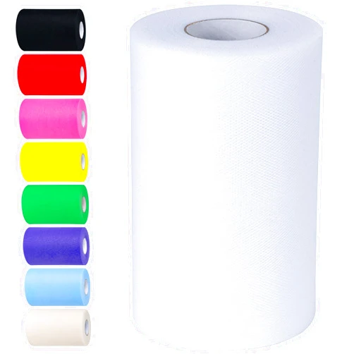 Aegero White Tulle Fabric Rolls 6 Inch by 100 Yards (300 feet) Tulle Roll Spool Fabric for DIY Tutu Skirt Baby Shower Birthday Party Wedding Decorations Christmas Craft Supplies (White)