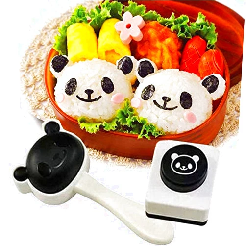 Velidy Bento Accessories Rice Ball Mold,Cartoon Panda Sushi Maker Mould Seaweed Cutter Bento Nori Kitchen Rice Mould for Kids PackedLunch Kitchen Tools