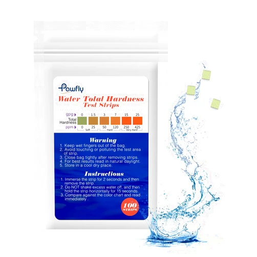 Pawfly Water Hardness Test Kits, 100 Strips Hard Water Test Kit for Drinking Water Tap Water Well Pool Spa Water Softener Quick Accurate Water Quality Testing Kit for Calcium & Magnesium (0-425 PPM)