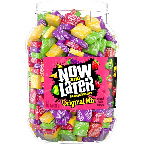 Now and Later Original Mix, Individually Wrapped Mixed Fruit Chew Candy, 60 Ounce Jar