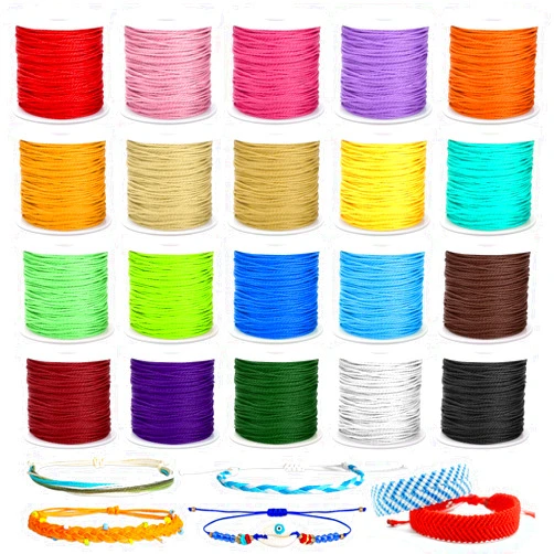 Cridoz 20 Rolls Wax String for Bracelet Making, Waxed Thread Bracelet Cord, Waxed Polyester Cord Bracelet Rope for DIY Bracelets, Necklace and Macrame