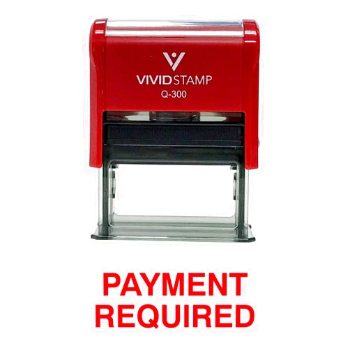 Vivid Stamp Payment Required Office Self Inking Rubber Stamp (Red Ink) - Large (5 Pack)