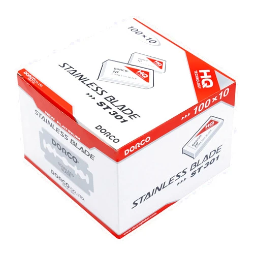Dorco ST301 Platinum Double Edge Razor Blades - 1000 Blades (100x10) | 1 Case