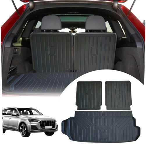 ZQULOYO Cargo Liners Backrest Mat for Audi Q7 7 Seaters Accessories 2016-2024 with Hook&Loop Rear Trunk Mat Rear Seat Back Cover Protector All Weather Anti-Slip Split Dog Liner 3