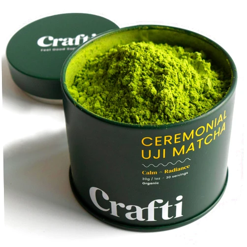 Crafti Ceremonial Grade Organic Matcha Powder (30g/1oz), Sugar-Free Daily Matcha Green Tea from Kyoto Uji, for Calm Focus, Jitter-Free Energy and Barista-Grade Lattes (30 Servings)