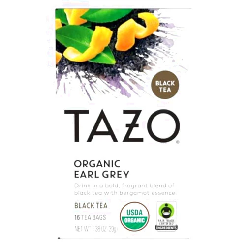 TAZO Organic Earl Grey Tea Bags, Black tea with Caffeine, 16 Total Tea Bags