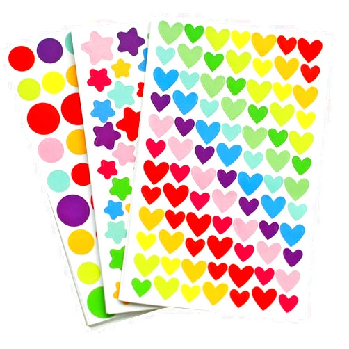 Yansanido 18 Sheets 1512 Pcs Colorful Dot Heart and Star Shape Self Adhesive Stickers, for Scrapbooking and Kid DIY Arts Crafts (Mixed dots,hearts,stars, 18 sheets)