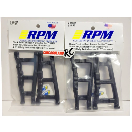 RPMPRODUCTS 2 Pack RPM 80702 Front Rear Black A-Arms Includes CHICAGOLAND RC Sticker T R A X X A S 4x4 Slash Stampede Rustler Rally 4wd