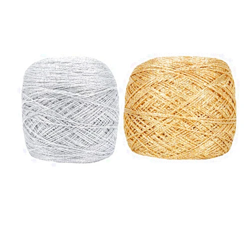 Clisil 50gram Silver&50gram Gold Lurex Glitter Yarn Metallic Yarn Shiny Crochet Thread Sparkle Lame Yarn Art DIY Bag Accessory Yarn for Sweater Scarf Home Party Wedding Decorations