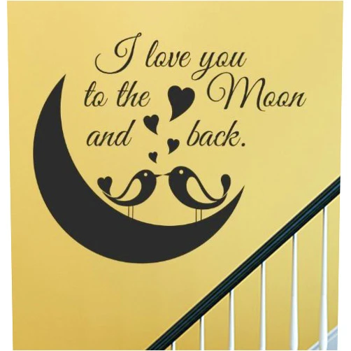 Slap-Art I Love You to The Moon and Back Cute Love Birds Vinyl Wall Decals Quotes Sayings Words Art Decor Lettering Vinyl Wall Art Inspirational Uplifting