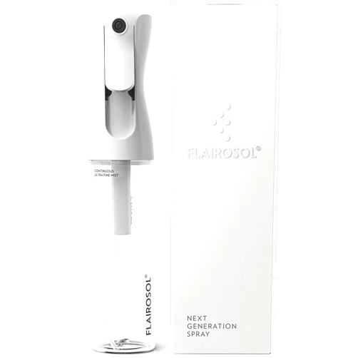 FLAIROSOL - The Original, Spray Bottle for Hair, Plants & More, Continuous Mister, Ultra Fine Water Mist, 10.1oz/300ml, Clear Bottle - Black Print