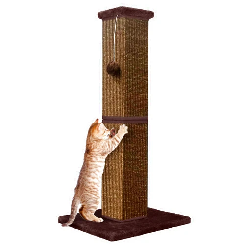 YULOYI Cat Scratching Post 32 Inch for Indoor Large Cats and Kitten, Nature Sisal Tall Cat Scratch Post, Sisal Cat Scratcher Improve Cat's Scratching Habits and Protect Your Furniture, Full Brown