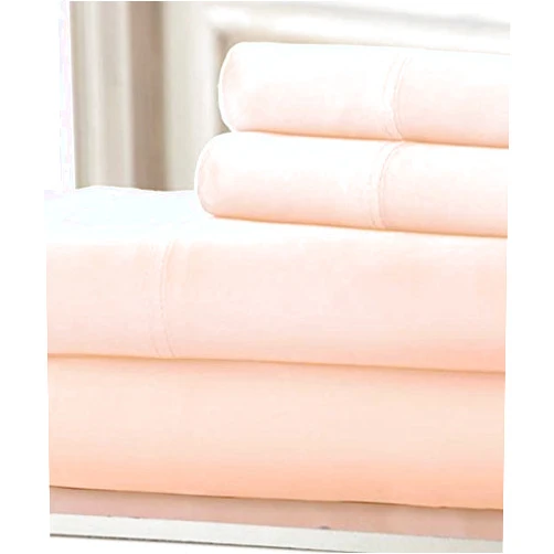 Aspire Linen True Luxury Pure Heavy Rich Combed Cotton 4-Piece Bed Sheets Set Twin Size Fits mattresses Upto 25-28” deep Pocket – Sateen Weave (Solid, Peach)