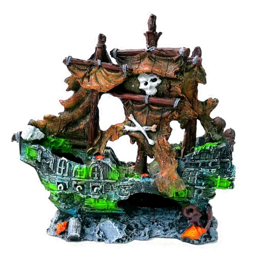 M2cbridge Antique Roman Column Ruins European Castle Aquarium Decorations Fish Tank Hideout Rocks (Pirate Shipwreck)