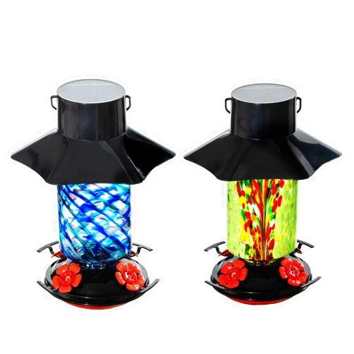 Muse Garden Gifts for Women Solar Hummingbird Feeders for Outdoors Hanging Ant and Bee Proof, Hand Blown Glass Lantern Garden Decor, Moms Birthday Unique, 28oz