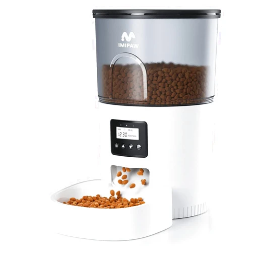 IMIPAW Automatic Cat Feeders, 3L Timed Cat Dry Food Dispenser, Dual Power Supply, Programmable Portion Size, 1-6 Meals Per Day, Auto Pet Feeder for Cats and Small Dogs