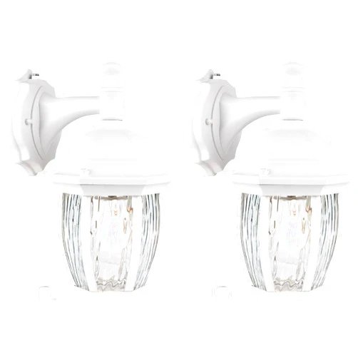 YoonLIT SMARTLIFE Outdoor Wall Sconces Dusk to Dawn, Waterproof Porch Light Fixture Wall Mounted Lighting for Doorway Patio Garage Entryway, Aluminum Housing Plus Clear Water Glass, White, 2-Pack