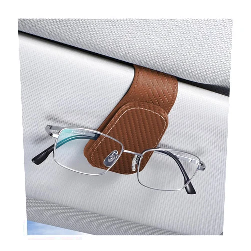 AICEL Sunglasses Holders for Car Sun Visor, Leather Eyeglasses Hanger Mounter, Magnetic Glasses Holder and Ticket Card Clip, Auto Interior Accessories Universal for SUV Pickup Truck