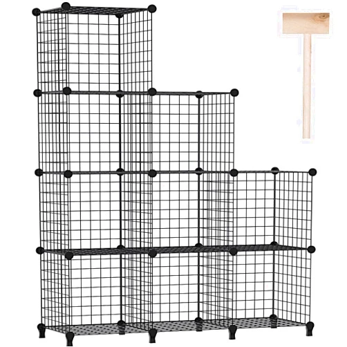 FUNLAX Cube Storage Shelf, 9 Wire Closet Storage Cubes Closet Organizers and Storage Sturdy Metal Bathroom Storage Book Shelf Clothes Organizer