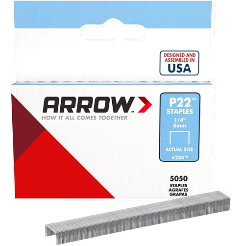 Arrow 224 Heavy Duty P22 Staples for Use with Plier-Type Paper and Bag Staplers in Restaurants, Offices, Classrooms, 5050-Pack, 1/4-Inch Leg Length, 7/16-Inch Crown Width