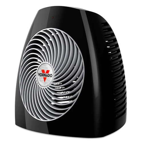 Vornado MVH Space Heater 3 Heat Settings Adjustable Thermostat Tip-Over Protection Auto Safety Shut-Off System Indoor Use Whole Room Black