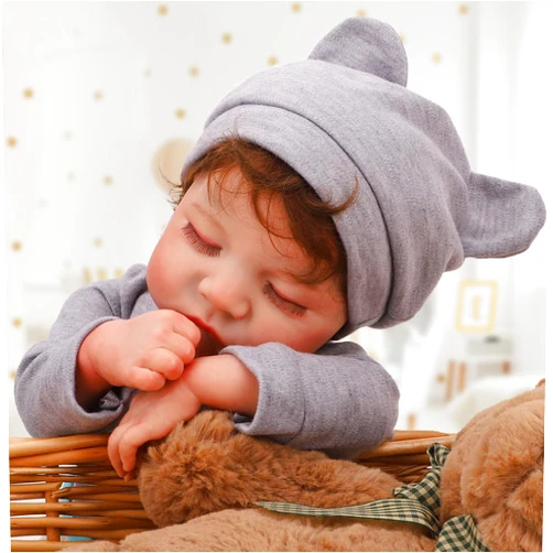 Jirachi Realistic Reborn Baby Dolls Boy -18 Inch Sleeping Newborn Real Baby Doll Full Vinyl Body Anatomically Correct Lifelike Reborn Baby with Toy Accessories for Girls Boys Age 3+