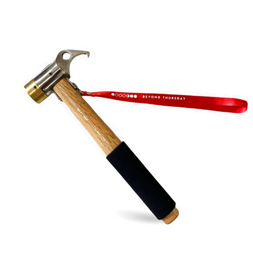 Beyond Thursday Heavy Duty Tent Stake Hammer & Puller Steel Head & Solid Wood Handle with Cushion Grip - Safety Strap, Copper