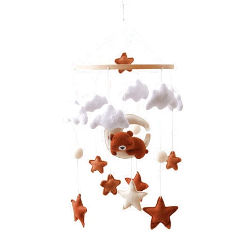 GOODMOM Baby Crib Mobile for Girls Sleeping Bear Mobile for Crib, Baby Bassinet Mobile Toy for Soothing Sleep Gender Neutral Nursery Mobile - Sun, Moon, Cloud, Bear（Pink）
