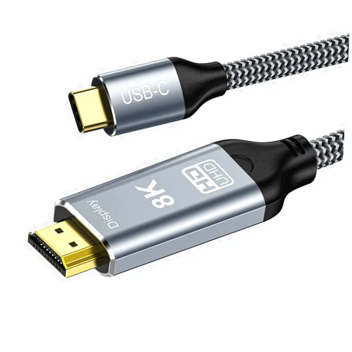 DGHUMEN 8K USB C to HDMI 2.1 Cable 3.3Ft, 48Gbps USB Type-C to HDMI Braided Cord (8K@60Hz,4K@120Hz) Compatible with Thunderbolt 4/3, for iPhone 15/15Promax, MacBook Air, iPad, XPS 17