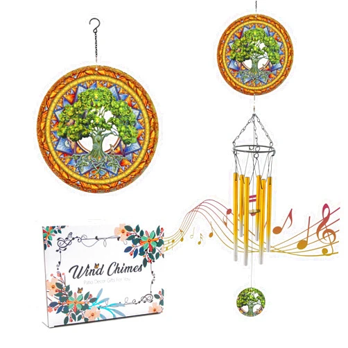 DKJOCKY Wind Chimes with Tree of Life Wind Spinner, Gifts for Men, Women, Retirement, Teacher, Parents - Outdoor Hanging Decor Clearance for Garden, Patio, Backyard Or Porch
